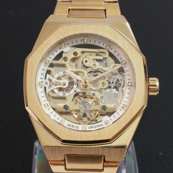 Men's Integrated Bracelet Sports Watch  Automatic See Through Dial, Back 41mm - Picture 6 of 15